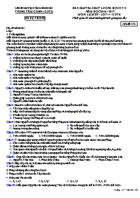 Đề kiểm tra chất lượng học kỳ II môn Lịch sử Lớp 11 - Mã đề 132 - Năm học 2016-2017